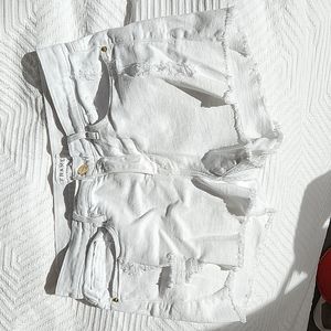 Frame white distressed denim shorts